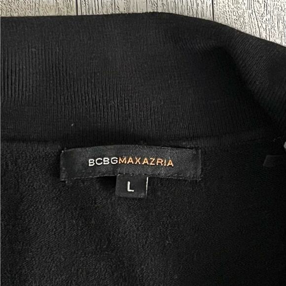 BCBG Vintage 90s Soft Knit Stretchy Bling Logo V-Neck Black Sweater Size Large - Picture 7 of 7